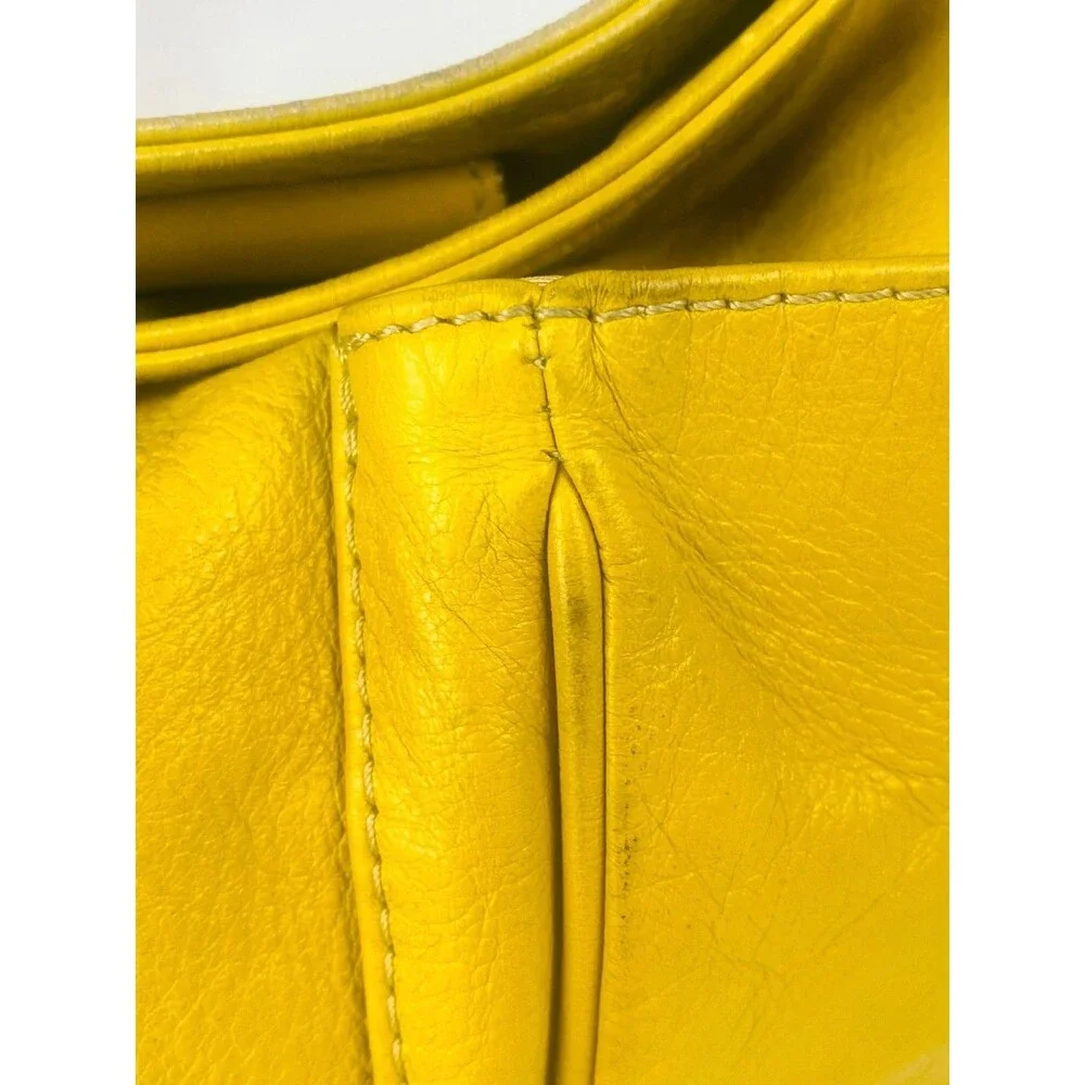 Toscani Italy Mustard Yellow Genuine Leather Slouchy Hobo Shoulder Bag Purse